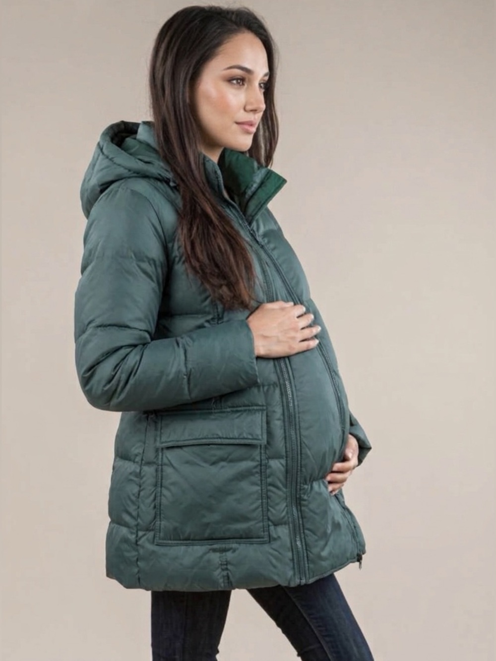 The M Coat Maternity Jacket in Deep Forest Green M